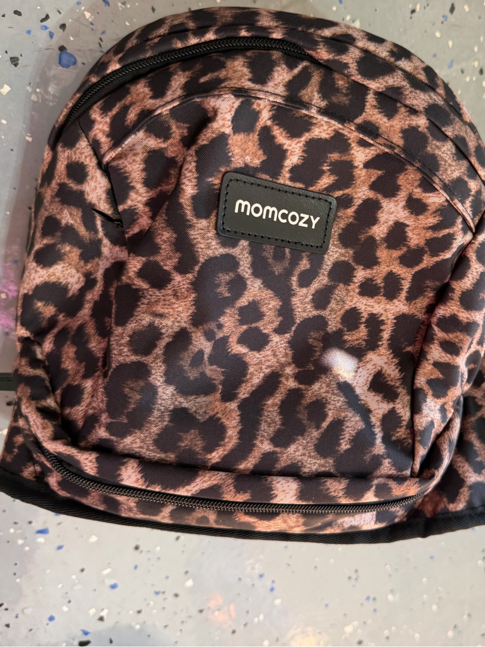Momcozy Leopard Print Brown Baby Bag — Stylish Hands-Free Organizer